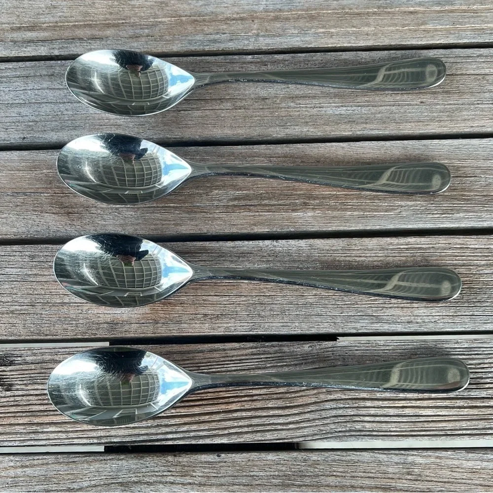 Yamazaki Haataja Japan Aquatique Stainless Steel 4-Piece Soup Spoon Set 8”
